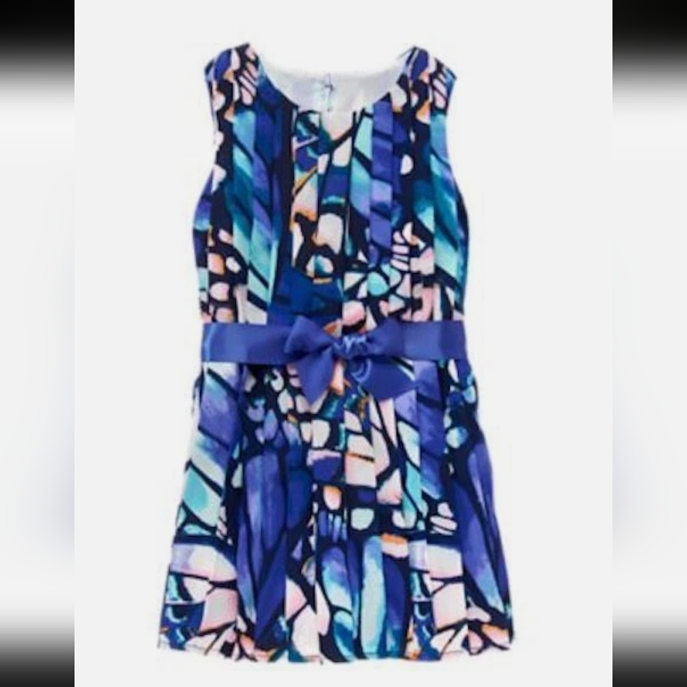 Gymboree Butterfly Pleated Multicolor Girls Sleeveless Dress Ribbon Tie Belt Y2K